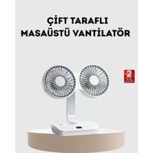 MidasTech Kablosuz USB Şarjlı 720° Döner Masaüstü Fan – Çift Taraflı Serinlik ve Gece Lambası Midas