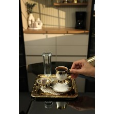Yaren Style Versay Gold Kare Paslanmaz Çelik Tepsi Seti – Kabartma Desenli Dekoratif Çeyizlik Sunum Tepsisi