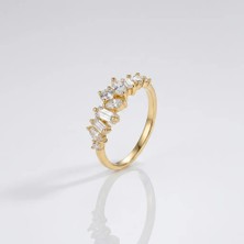 Fashion Zirkon Taşlı Gold Kadın Yüzük | Zarif Minimal Tasarım