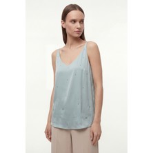 Strass Taşlı Saten Bluz EL-1619