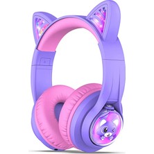 Iclever BTH19 Kedi Kulaklı Çocuk Bluetooth Kulaklık -Mor