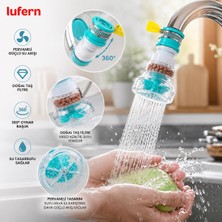 Lufern Oynar Başlıklı Pervaneli Taşlı Musluk Başlığı 360 Derece Dönebilir Filtre Güçlü Su Akışı Mineral Taş