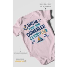Morivo Kids Dayım Yine Bir Dümenler Çeviriyor Kısa Kollu Bebek Body %100 Pamuk