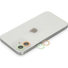 Drop Tedarik Apple Iphone 12 Renkli Kamera Lens Koruma Cam - Turuncu-Yeşil
