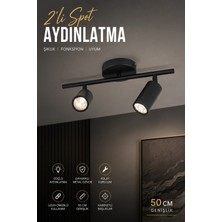 Elvora Home Modern (Premium) Mat Siyah 2'li Siyah Modern Şık Hareketli Ray Spot Aydınlatma Armatürü Başlıklı Tavan Spotu Avizesi Modelleri
