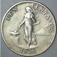 Banknoting Filipinler 10 Sentimos 1958.
