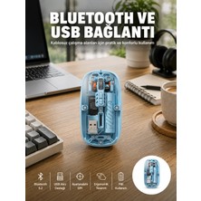 Motto Ticaret Bluetooth 5.2 Destekli Mavi Pilli Kablosuz Mouse Yeni Nesil