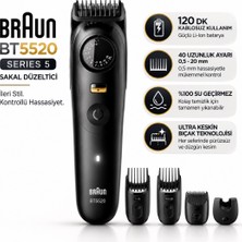 Braun Sakal Düzeltici Series 5, +4 Aksesuar, 40 Uzunluk, Keskin Bıçak, BT5520