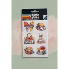 Pemo Pazar Sabahı Uv-Dtf Sticker Seti 6 Parça Kabartmalı Suya Dayanıklı Laptop Termos Matara Etiket