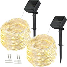 AyrStore Bxroıu Solar Peri Işıkları Dış Mekan, [2'li Paket] 100 Led'ler Peri Işıkları Dış Mekan Gü