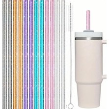 Empressco Renkli Simli Plastik 40OZ Termos Uyumlu Pipet Seti, 4'lü Paket