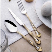 AyrStore Nehir Lalezar Altın Sade 12 Kişilik 89 Parça Kutulu Çatal Kaşık Bıçak Takımı Altın