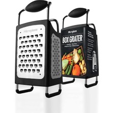 AyrStore Microplane Kare Rende Paslanmaz Çelik Siyah 4 Rende Yüzeyi Ince, Çok Kalın, 2 Yollu Kesme ve Re