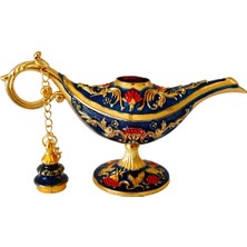 AyrStore Dekoratif Alaaddin Sihirli Lambası, Vintage Metal Tasarım, 13X8,5 Cm, Siyah (Mavi)