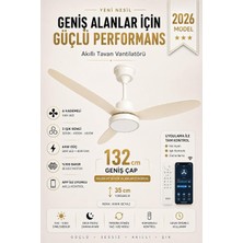 AyrStore 132 cm Akıllı Tavan Vantilatörü – Kumandalı & App Kontrollü – 6 Kademeli Sessiz LED Tavan