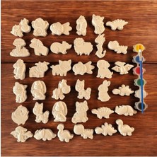 AyrStore 36 Adet 3D Taş Boyama Hayvan Figürleri Çocuk Gelişim Etkinlik Taş Boyama Seti Zoo Painting