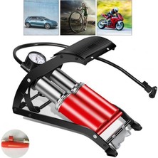 AyrStore Valkyrie Çift Silindir Ayak Lastik Pompası - Araba Bisiklet Motosiklet Top Şişme Yatak