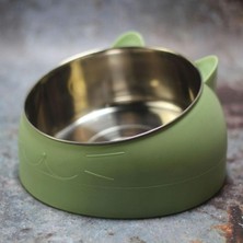 AyrStore Floriashopping Yeni, Paslanmaz Çelik, Yükseltilmiş Kedi, Köpek Mama ve Su Kapları 400 ml Yeşil