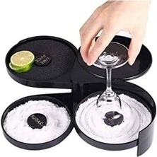 AyrStore Kokteyl Bardağı Kenar Tuzlama ve Şekerleme Aparatı, Siyah, Margarita Için, 4 Bölmeli