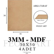 AyrStore 3 mm 30X50 Mdf Plaka (4 Adet) - Hobi, Maket, Ahşap El Sanatları Için Uygun (4`lü Paket)