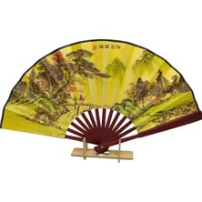 AyrStore Çin Bambu Keten Kumaş Yelpaze Ef Orta Çanta Boy No.16