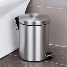 AyrStore Banyo Tuvalet Balkon Mutfak, Pedallı Paslanmaz Metal Çöp Kovası 3 Litre