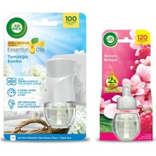 AyrStore Air Wick Elektrikli Oda Kokusu Temizliğin Esintisi Kit (Cihaz + Yedek Şişe) + Sakura Bahçesi Yed
