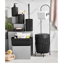 AyrStore 7 Parça Banyo Seti Çöp Kovalı Tuvalet Kağıtlığı ve Fırçası - Kozmetik Kutusu - Diş Fır
