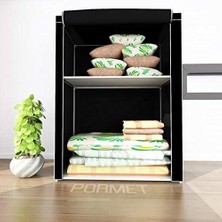 AyrStore Yorgan Hurcu Metal Profil Borulu Kullanışlı Hurç Bez Dolap - Siyah
