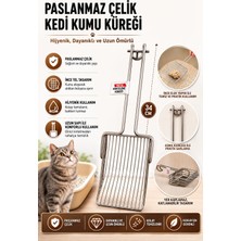 Lion Paw Paslanmaz Çelik Kedi Kumu Küreği - Dayanıklı Metal Kum Eleme Küreği, Hijyenik ve Uzun Ömürlü