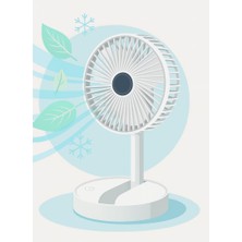 AyrStore Coverzone Yüksekliği Ayarlanabilir 31CM - 37 cm Taşınabilir Masaüstü Mini USB Fan Şarj Edileb