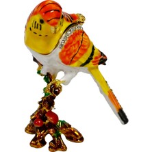 AyrStore Metal Papağan Kuş Biblosu -3 Farklı Renk Varyantlı, Kristal Taşlı Dekoratif Biblo - 8 cm (Sar�