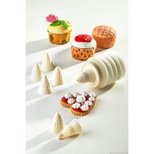 AyrStore Evefix 7 Başlıklı Mutfak Pasta Krema Sıkma Süsleme Pompası Aparatı Seti