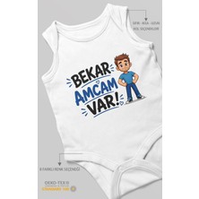 Morivo Kids Bekar Amcam Var! Sıfır Kol Bebek Zıbını %100 Pamuk
