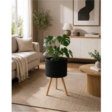 Siyah Bohem Dekoratif Saksı-25 cm