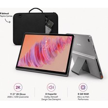 Lenovo 11,5 Inç 2k 90 Hz Dokunmatik Tablet, 8 GB Ram 256 GB Hafıza, 8 Hoparlörlü Sürükleyici Ses, Entegre Stand ve Gri Kılıflı Modern Tasarım | Set: 4 Bölmeli Taşıma Çantası
