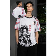 Fuddy Moda Unisex Demon Slayer Tanjiro Forma, Oversize Anime Temalı Jersey Tshirt
