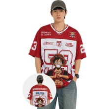 Fuddy Moda Unisex One Piece Luffy 23 Forma, Oversize Anime Temalı Jersey Tshirt