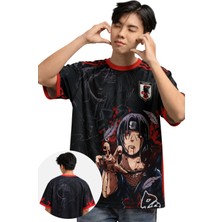 Fuddy Moda Unisex Naruto Itachi Uchiha Forma, Oversize Anime Temalı Jersey Tshirt