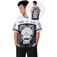 Fuddy Moda Unisex Jujutsu Kaisen Sukuna Forma, Oversize Anime Temalı Jersey Tshirt
