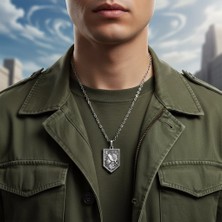 Alooya Anime Attack On Titan Sina Gümüş Kaplama Düz Zincir Kolye