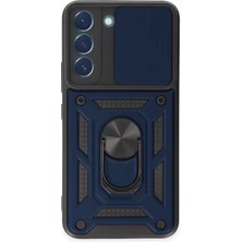 Mey İthalat Mey Ithalat®  Samsung Galaxy S24 Kılıf Pars Lens Yüzüklü Silikon - Lacivert