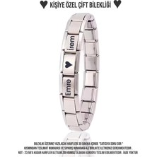 C&On Design Isim Baskılı Paslanmaz Çelik Italyan Charm Bileklik - Çiftlere Özel Hediye