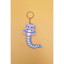 Rodopiva Uzun Kuyruk Serisi Sevimli Ejderha Figürlü Hareketli Anahtarlık (Büyük BOY-12CM) - Çanta Süsü Charm