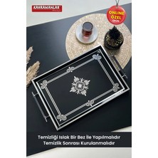 Çınar Black Çay Kahve Kahvaltılık ve Sunum Tepsisi 48X29 cm