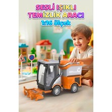 Farbu Oyuncak Şehir Temizliği Oyuncağı 1:16 Ölçekli Gerçekçi Işıklı ve Sesli Oyuncak Yol Süpürme Aracı