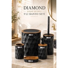 Okyanus Home 5'li Banyo Seti Siyah Ahşap Click Kapak Modern Stil Renk Gri Suya Dayanıklı