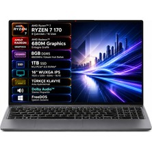 Lenovo Ideapad Slim 3 16ARP10 83K800DKTR-01 Amd Ryzen 7-170 8gb 1tb SSD 16" IPS Freedos Taşınabilir Bilgisayar