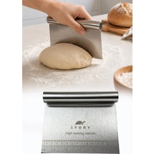 Omilife Paslanmaz Çelik Hamur Kesici Kazıyıcı Spatula Pizza Ekmek Hamuru Bölücü Ölçülü