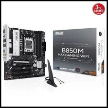 Asus B850M Max Gamıng Wıfı, 4xddr5, 3x M2, Hdmı, Dp, Type-C, Wi-Fi 6, Bluetooth V5.4, Am5 Soket Gamıng Anakart